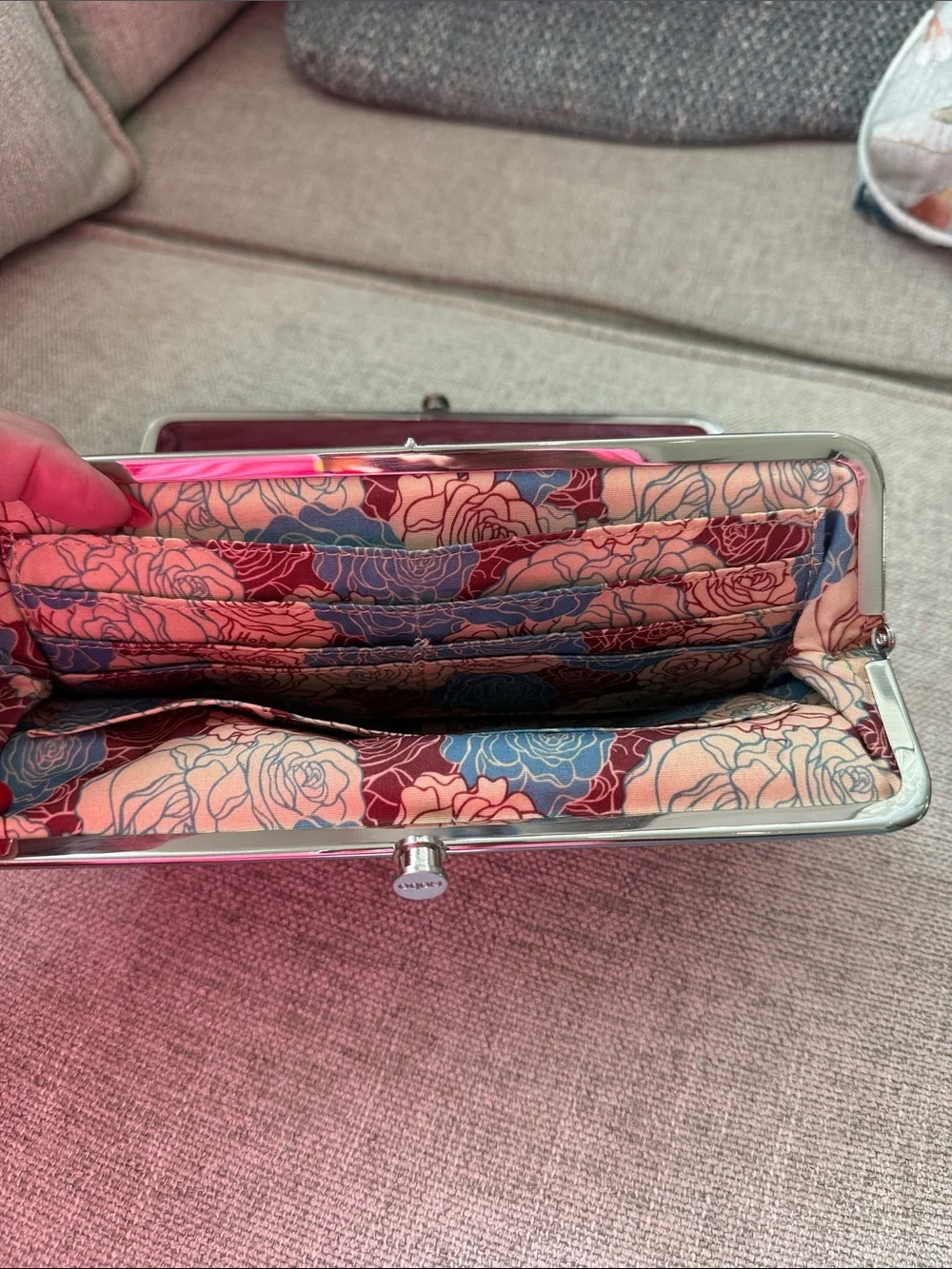HOBO Burgundy Leather Frame Clutch with Kiss-Lock